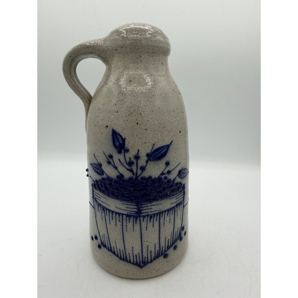 🫐 RARE Vintage Salmon Falls Stoneware Jug – 1992 – Blueberry Basket – 9" Tall